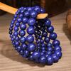 Natural Stone Lapis Round Beads Elastic Bracelet Bohemian Women's Trendy Handmade Bangle Zircon Gift