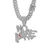 Men Women Hip Hop No Love Heart Letter Pendant Necklace with 13mm Cuban Chain Iced Out Bling Hiphop Necklaces Charm Jewelry Gift