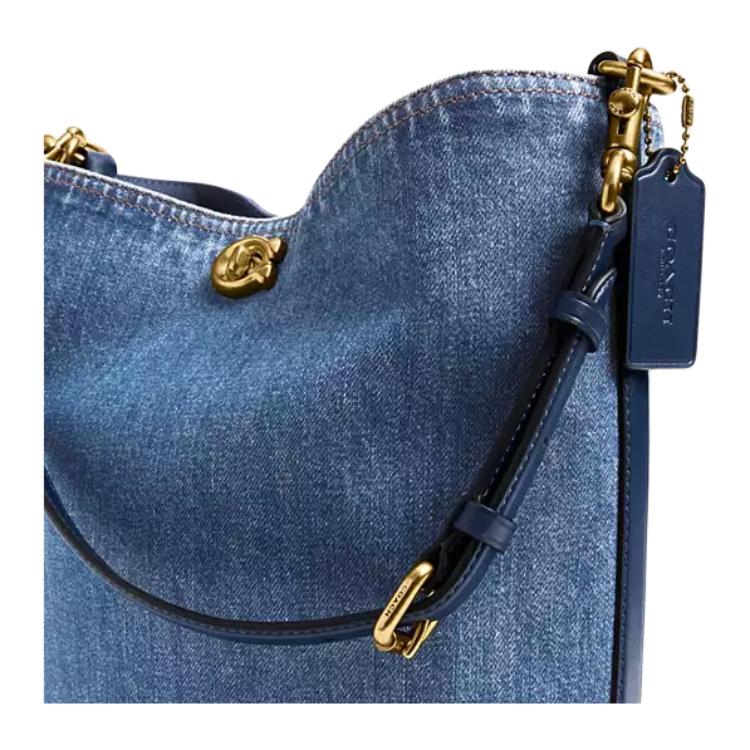 Coach Willow 27 Soft Logo Denim Bucket Bag Women bags Dark-Blue CAT44-B4RHO
