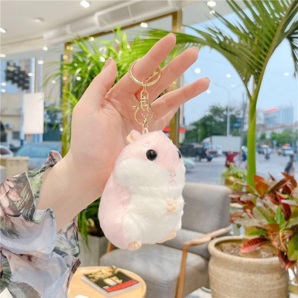 Cute Hamster Doll Keychain Cartoon School Bag Keychain Creative Plush Key Ring Men Women