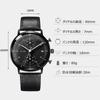 RORIOS Ultra 24 Hour Date Popular Birthday Day Watch for Men Genuine Leather Band Black Men's Watch, Thin, Lightweight, Simple, Multi-Hand Analog,