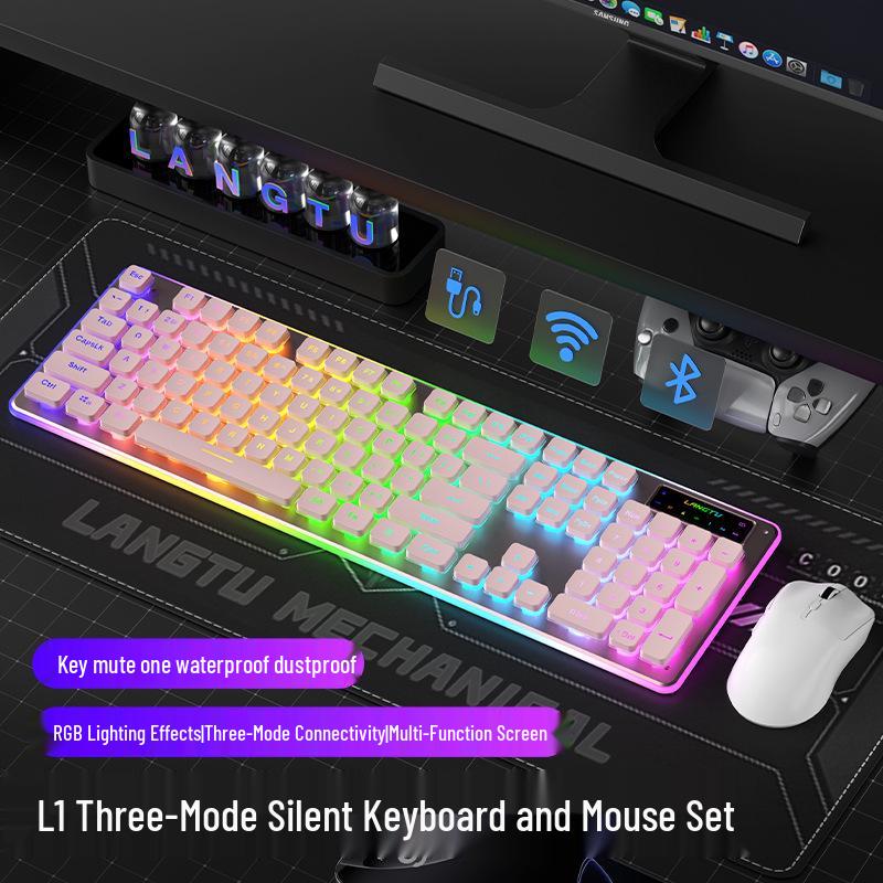Беспроводная бесшумная мембранная клавиатура и мышь Langtu LT600 для игр и офисного использования