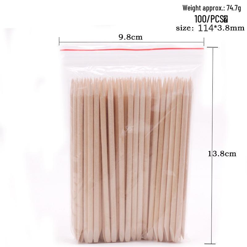 Двусторонние палочки из апельсинового дерева для отодвигания кутикулы 11,4 см, 100 шт./пакет - Инструмент для доттинга ногтей