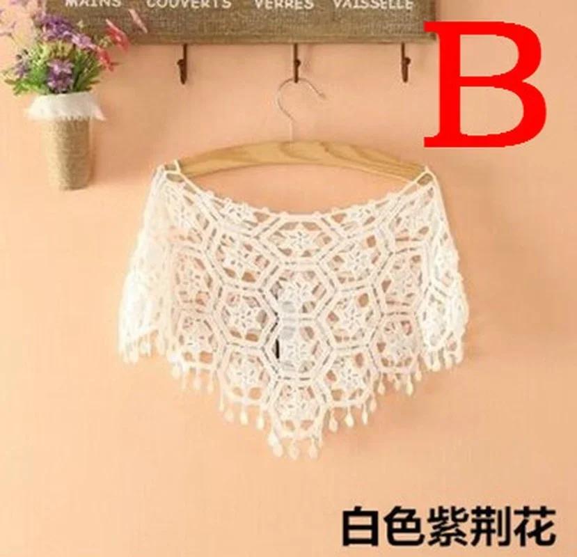 1 Pcs Out Hijab Scarf Elegant Ladies Shawl Fashion Tassel Lace Scarf Women Fashion Hollow Hook Flower Short Small Vest Cover