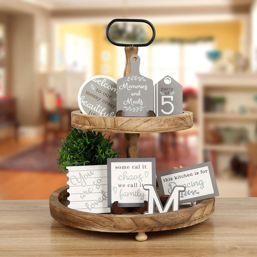 Счастливая семья на ферме многоярусный поднос украшение креативное украшение рабочего стола орнамент домашний декор ремесло