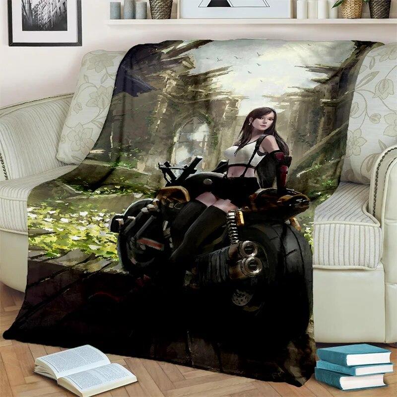 3D Final Fantasy Game Gamer FF14 HD Blanket,Soft Throw Blanket for Home Bedroom Bed Sofa Picnic Travel Office Cover Blanket Kids