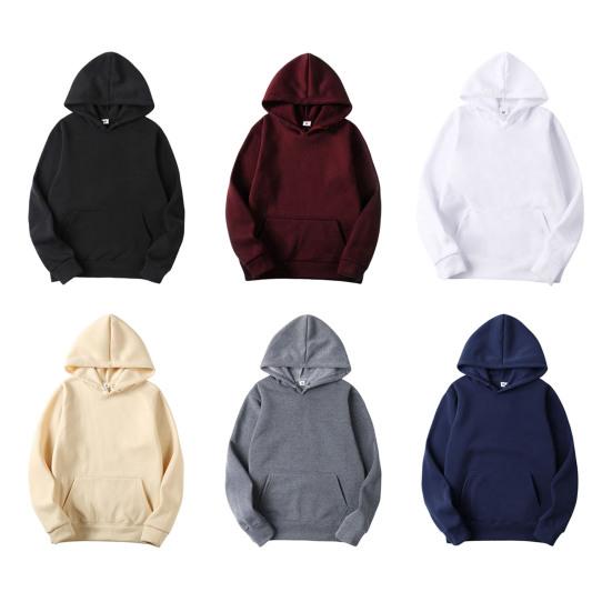 Толстовка унисекс с большим передним карманом, однотонная свободная толстовка с капюшоном, длинные рукава, повседневная спортивная толстовка с капюшоном