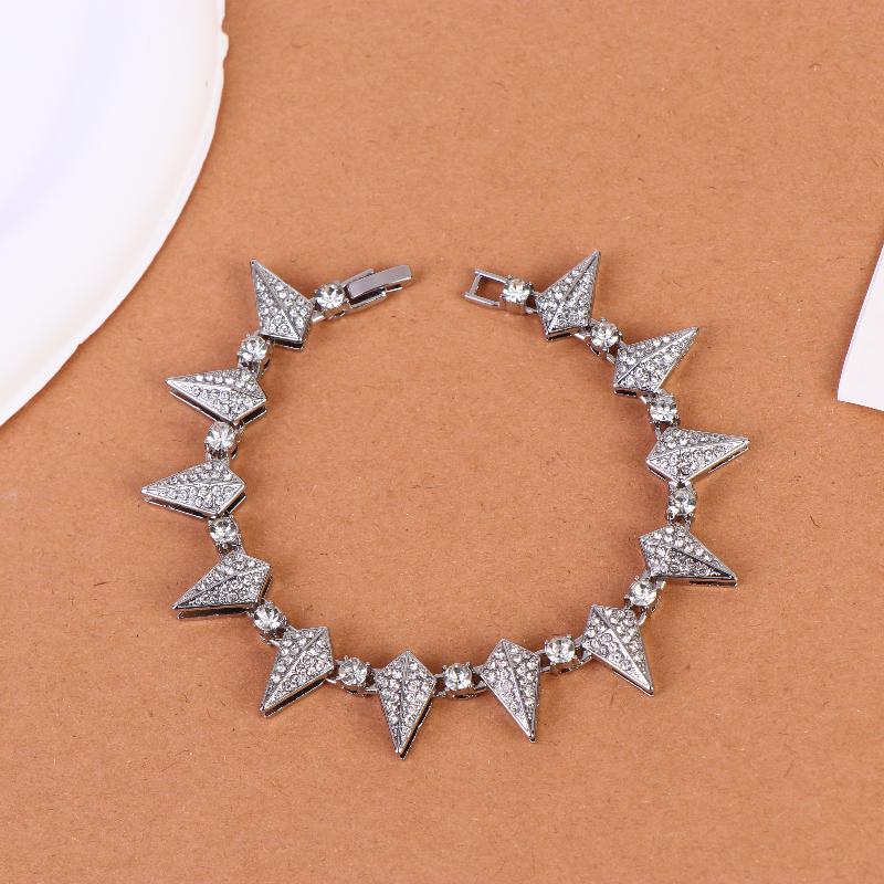Fashion Geometric Spike Necklace Bracelet Punk Rock Style Men Women CZ Paved Jewelry Everyday Accessory
