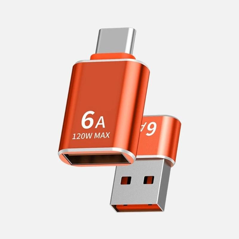 Прочный металлический адаптер Type C на USB OTG конвертер для быстрой передачи данных, зарядка 120 Вт 6 А и подключение устройств