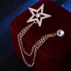 Мужская брошь-звезда, бутоньерка для костюма, металлические зажимы для галстука, аксессуары, значок, цепочка с кисточкой для мужа, парня,