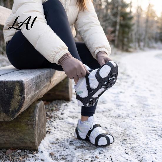 Winter Hiking Accessories 1 Pair Ice Cleats Crampons with 11 Studs Outdoor Walking Steel Claw Traction Snow Grips Non-slip Shoes Boot Spikes