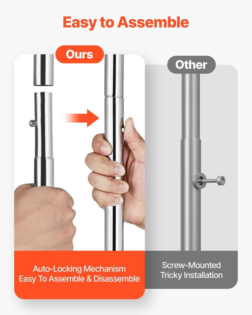 Clothes Rack, Rolling Clothing Garment Rack with 2 Hanging Rods and 2 Storage Shelves, 120 kg Load Capacity, Adjustable Height Carbon Steel Clothing