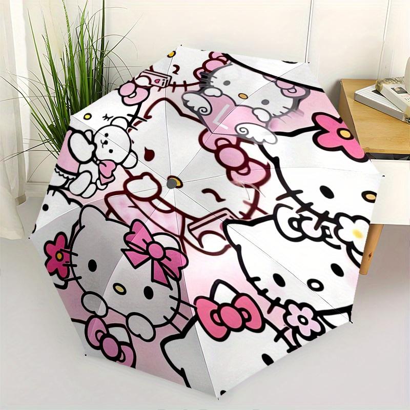 Hello Kitty,Pink Automatic Folding Umbrella-Simple 8-Rib Design, Bright Cartoon Pattern, Durable Iron Frame, Suitable For Travel, Outdoor, B