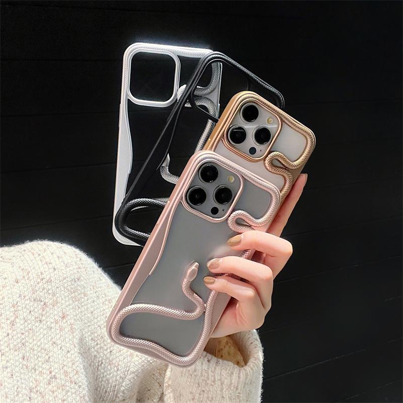 Чехол для телефона в форме полой змеи для iPhone 16 Plus 15 Pro Max 14 Pro 13 12 11 с покрытием из мягкого силикона, противоударный бампер