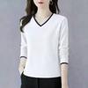 Pure Cotton Long-sleeved T-shirt Women's V-neck Bottoming Shirt Autumn New Style Loose Casual Top