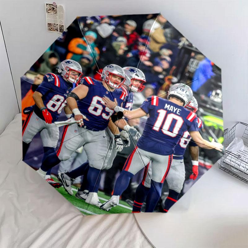 Узор с игроками New England Patriots, автоматический складной зонт, портативная и складная конструкция, 8 спиц, рождественский или день рождения подарок.