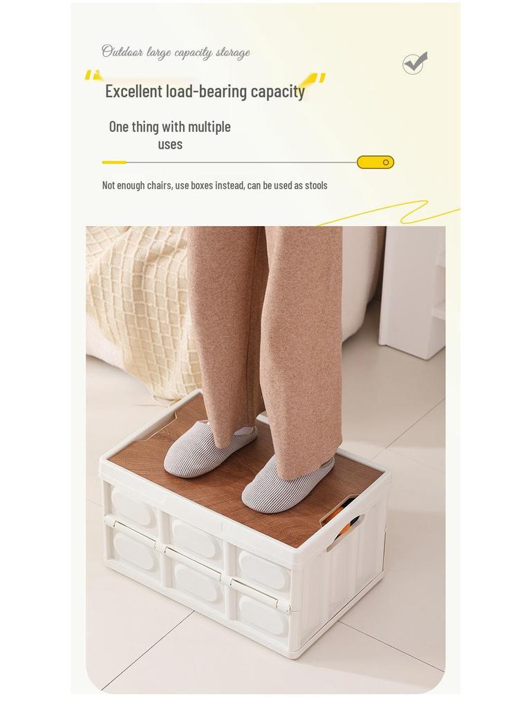 Портативная складная корзина для пикника с деревянной крышкой