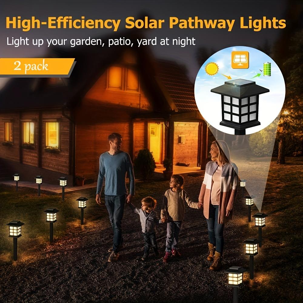 3000LM 2pcs Outdoor Solar Garden Lights Waterproof House LED Pathway Light Sensor Solar Landscape Lights For Yard Patio Walkway Garden