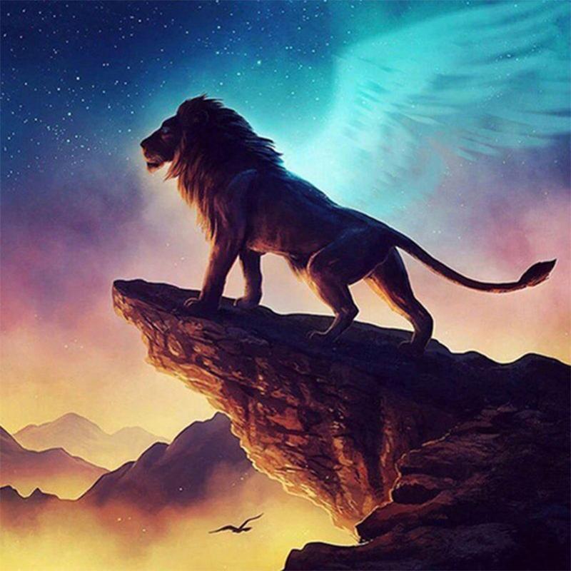 5D DIY полная круглая алмазная живопись Король Лев серии вышивка крестиком мозаика со стразами изображение животного украшение вышивка