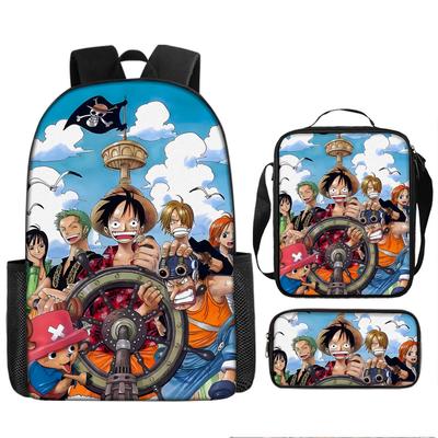 Рюкзак ONE PIECE Луффи большой вместимости для учеников средней школы, учеников начальной школы, 3-6 классы, набор рюкзака для мальчиков средней школы