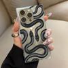 Прозрачный квадратный чехол-накладка для iPhone 16 ProMax 15 Plus 14 Pro Max 13 12 11, защита от окисления, рисунок питона Black Mamba