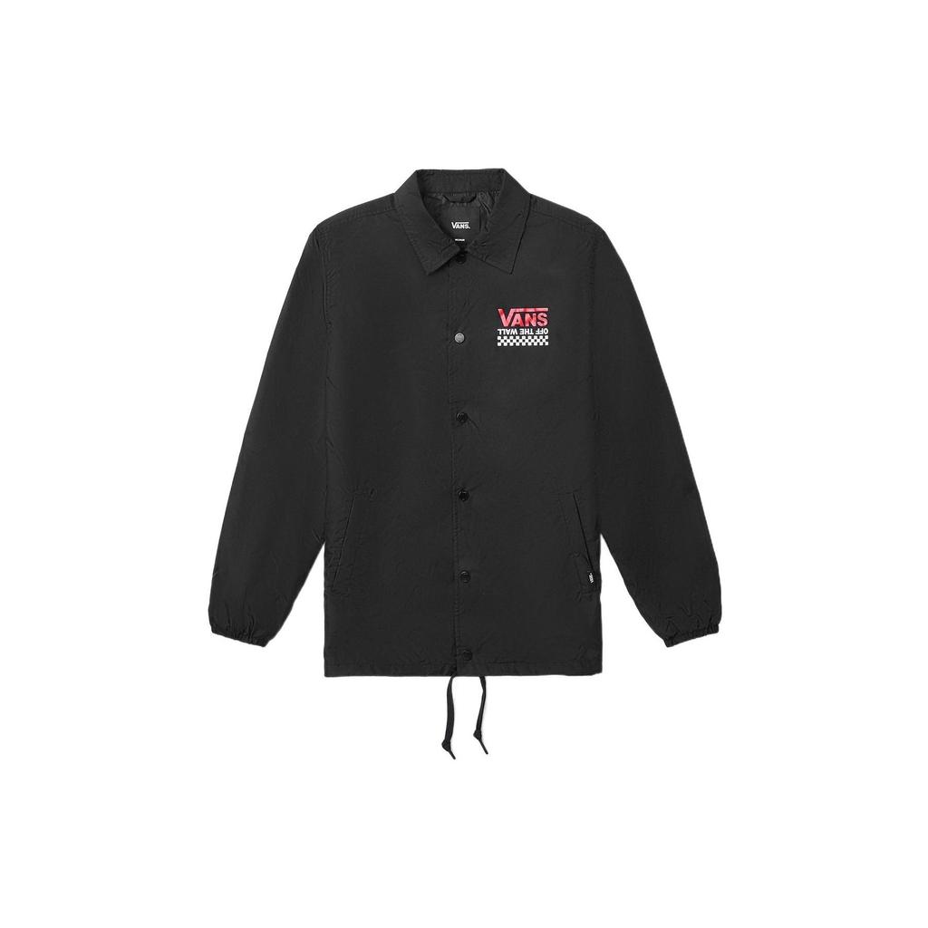 Vans Casual Retro Sports Polo Shirt Letter Long Sleeve Jacket Unisex Jacket Black VN0A4MLKBLK