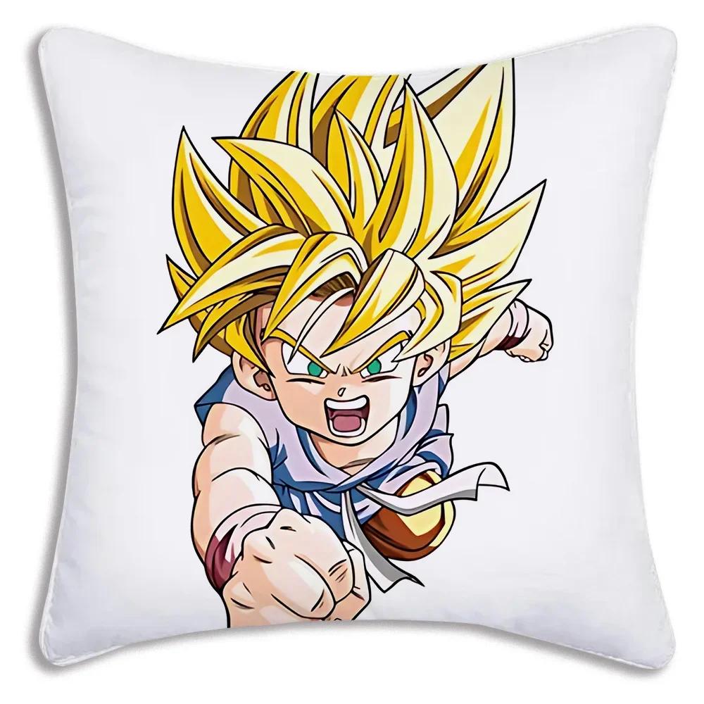 Чехлы для подушек Anime Dragon Balls Z Goku Kawaii, мультяшный диван, декоративный домашний чехол с двухсторонней печатью, короткая плюшевая милая наволочка