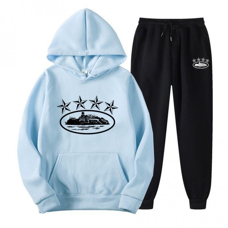 Unisex Oversized Hooded Sweatshirt Set Casual Streetwear Tracksuit Loose Fit Cotton Blend