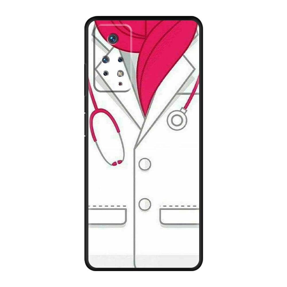 Для Redmi Note 9A 11 Pro K40 9T 7 10 8 9S 9 9C 8T K40S 10C черный стильный телефон Funda Nurse Medical Medicine