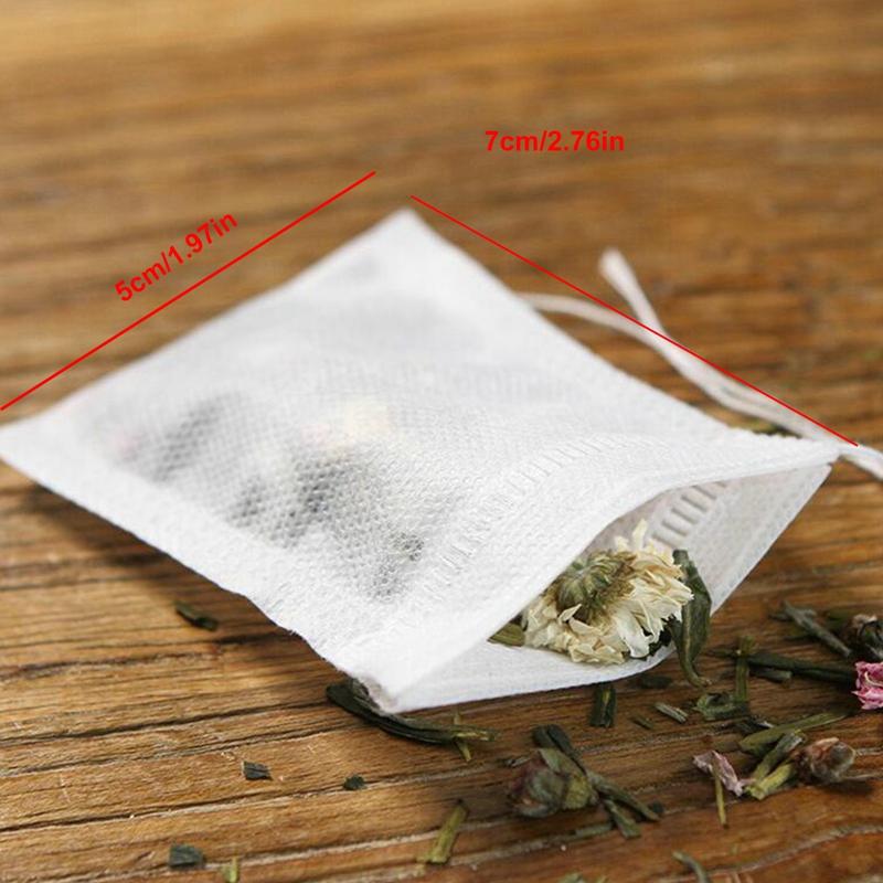 100 Pcs 5x7cm Disposable Empty Tea Bags Bags for Tea Bag with String Heal Seal Tea Infuser Non-woven Paper Filter Teabags
