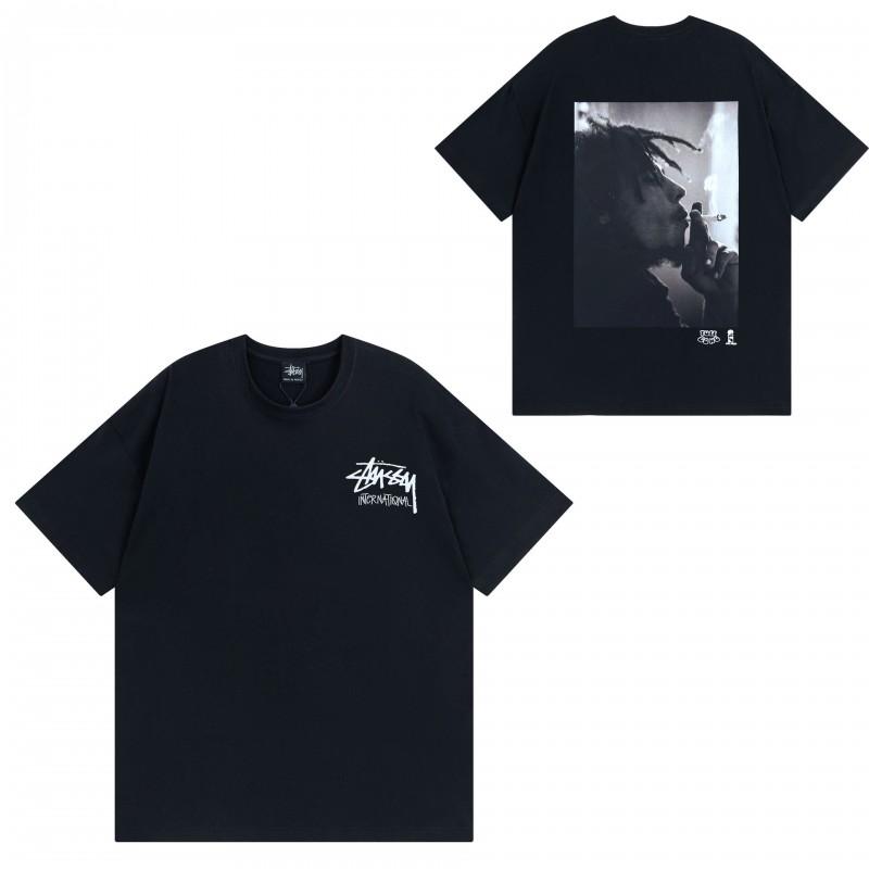 Mens Casual Short Sleeve Cotton T-Shirt With Letter Print Loose Fit Streetwear Style
