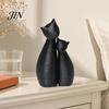 Cat Themed Home Decor Cute Black Statue, 3D Printed Figurine with Snuggle Pose, Heart Warming Minimalist Desk Shelf for Office, Gift Lovers Art