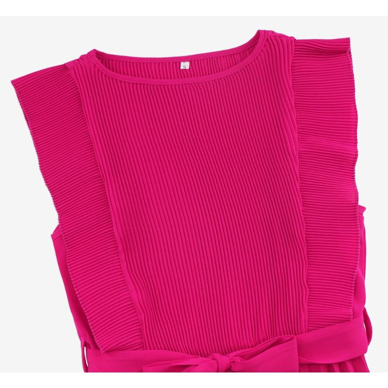 Летние плиссированные однотонные платья с рюшами и рукавами