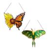 Красочный Ловец Солнца Эффект Витража Бабочка Подсолнух/Зеленый Мотылек Орнамент Акриловый Подвесной Декор для Окна Гостиной Спальни Сада Балкона