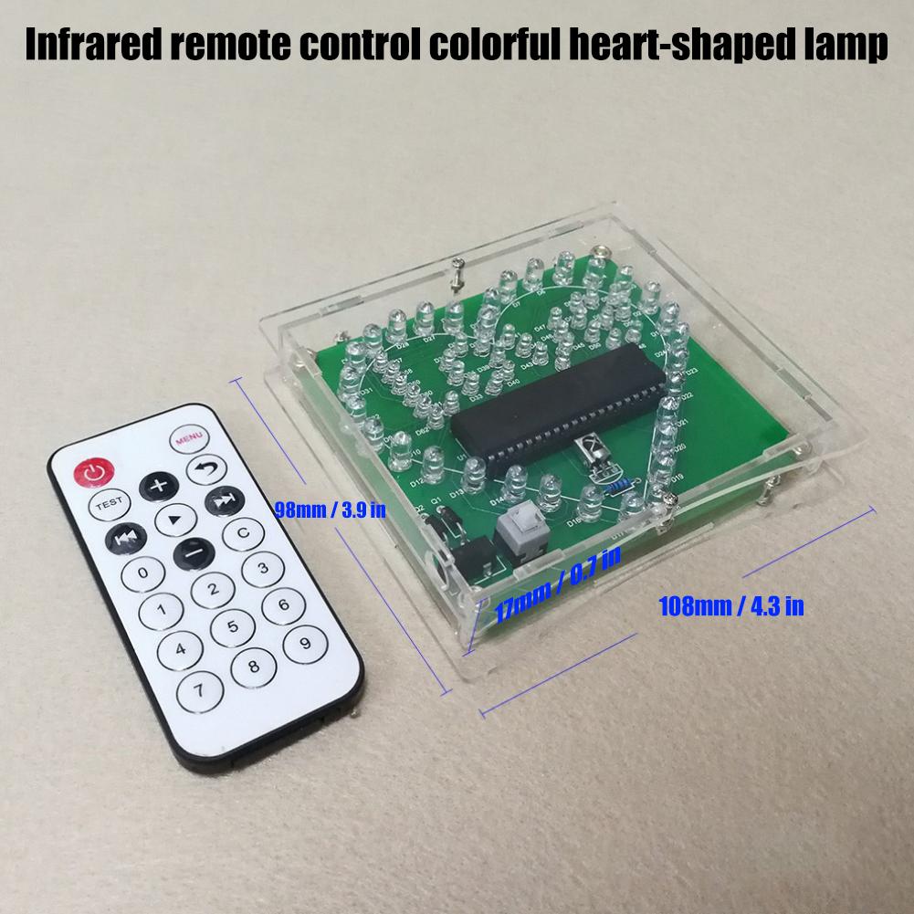 STC51 Single Chip DC4.5-5V Remote Control Heart Shaped LED Light Kit with 2mmTransparent Acrylic