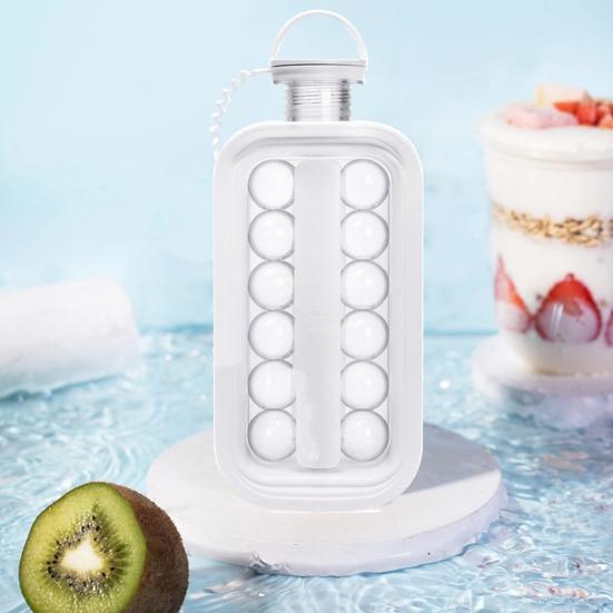 Форма для кубиков льда с крышкой 1,2 л, большая емкость, 2 в 1, бутылка для льда, складной лоток для кубиков льда без запаха, хоккейная машина