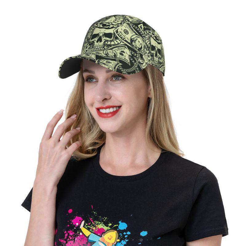 Кепка Бейсболка с Розами и Черепами Унисекс Хип-Хоп Snapback Кепка Винтажная Стиранная Оксфордская Кепка Ретро Козырек Кепка