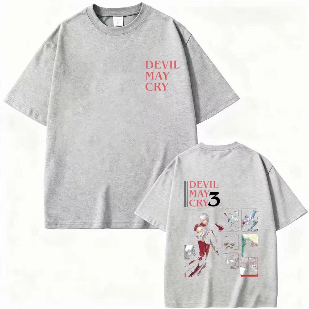 Unisex Dante Short Sleeve T-Shirt from Devil May Cry, Gothic Punk Style, Crew Neck, Loose Fit, Soft Cotton, Casual Comfort Fashion for Men T-shirt