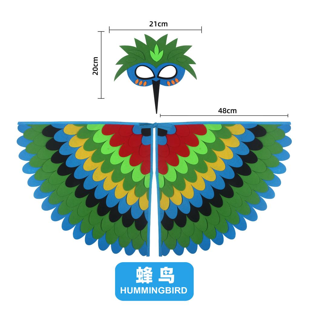 Animal Bird Wings+Mask Suit Stage Performance Peacock Owl Parrot Bird Felt Cape Halloween Bird Funny Party Cosplay Cloak