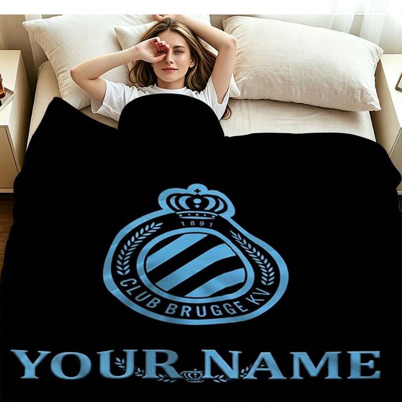 1PC Club Brugge KV Custom Name Patterned Flannel Blanket Suitable For All Seasons for Home Decor Warmth and Comfort Gifts Holiday Present