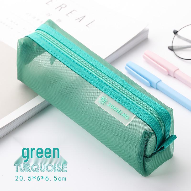 Korean Japanese-Style Transparent Mesh Pencil Case: Cute & Fresh