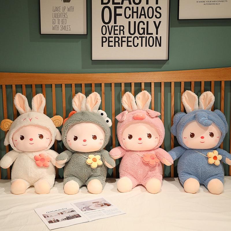 Милая трансформирующаяся плюшевая игрушка Поросенок Слоненок Динозавр Зайчик Кролик Кукла Подушка Подарок на день рождения для девочки