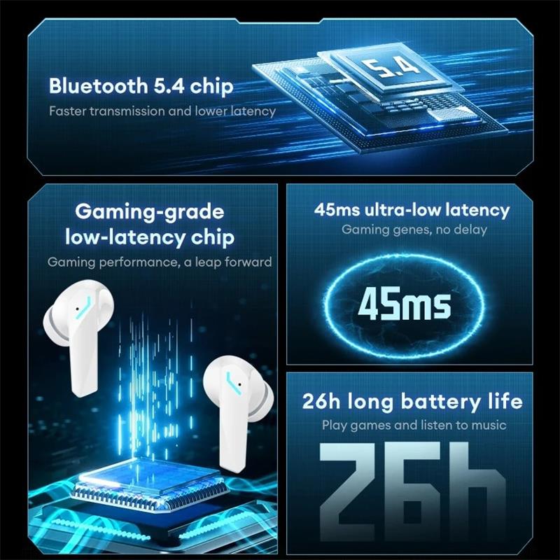 Оригинальные беспроводные наушники Lenovo XT53, обновленные наушники Bluetooth 5.4, игровая гарнитура с низкой задержкой и шумоподавлением, светодиодные наушники-вкладыши, новые