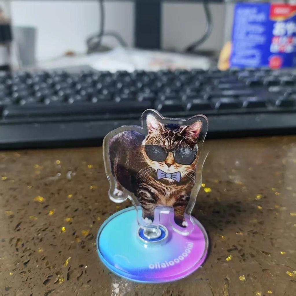 Cute Cat NEW Pattern Acrylic 360° Rotating Kitten Stands for Desk Decoration Home Decor Car Motorcycle Kids Adults Gifts