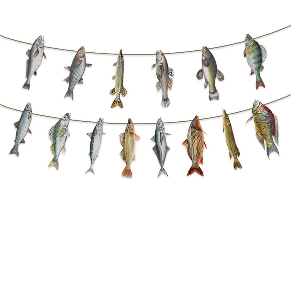 Fish Pattern Paper Pull Flags For Venue Decorations Celebration Supplies