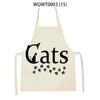 Cartoon Cute Cat Printed Sleeveless Apron Black Kitchen Apron Women Cooking Apron Home Baking Antifouling Antifouling Bib
