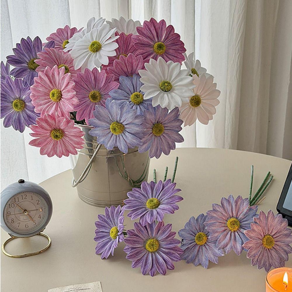 3PCS/Bundle 3D Printed Simulation Flower Chrysanthemum Sunflower Real Touch Flowers Home Decoration