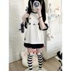 Kawaii Sweet Patchwork T-shirts Women Japanese Fashion Y2k Harajuku Cute Cat Cartoon Print Loose Tees Tops Soft Gril