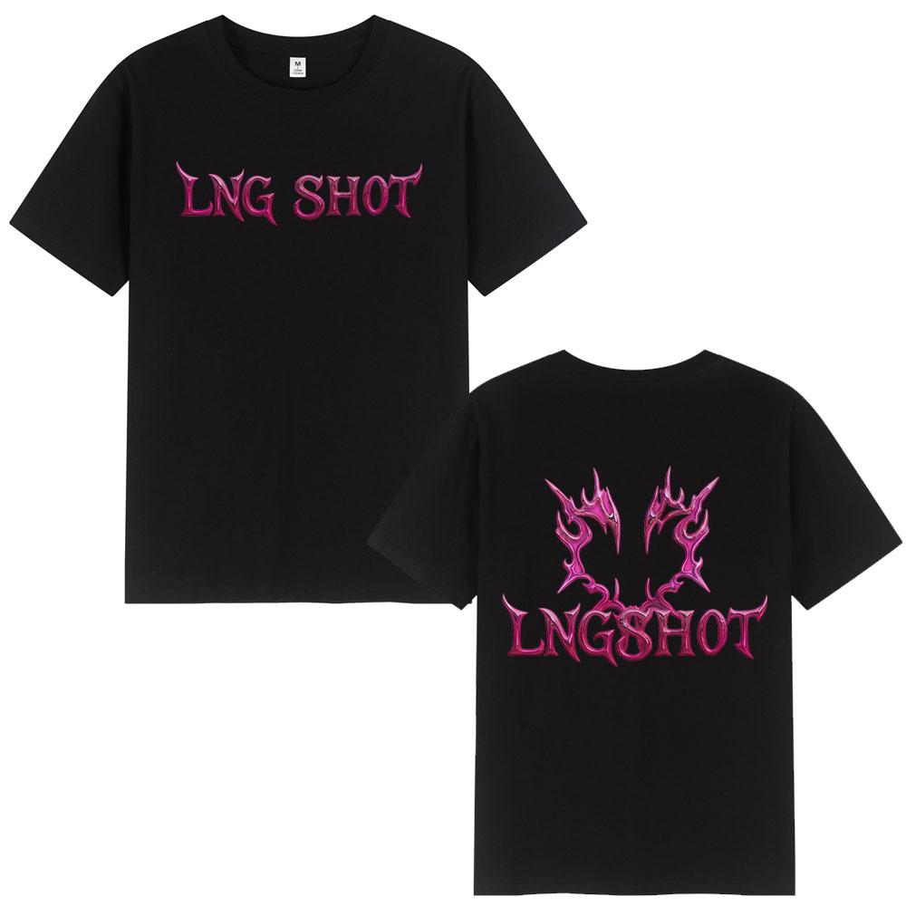 Корейская Kpop Футболка Lngshot Унисекс Женская Одежда Мода Хип-Хоп Короткий Рукав Летние Хлопковые Свободные Повседневные Топы Подарки для Фанатов