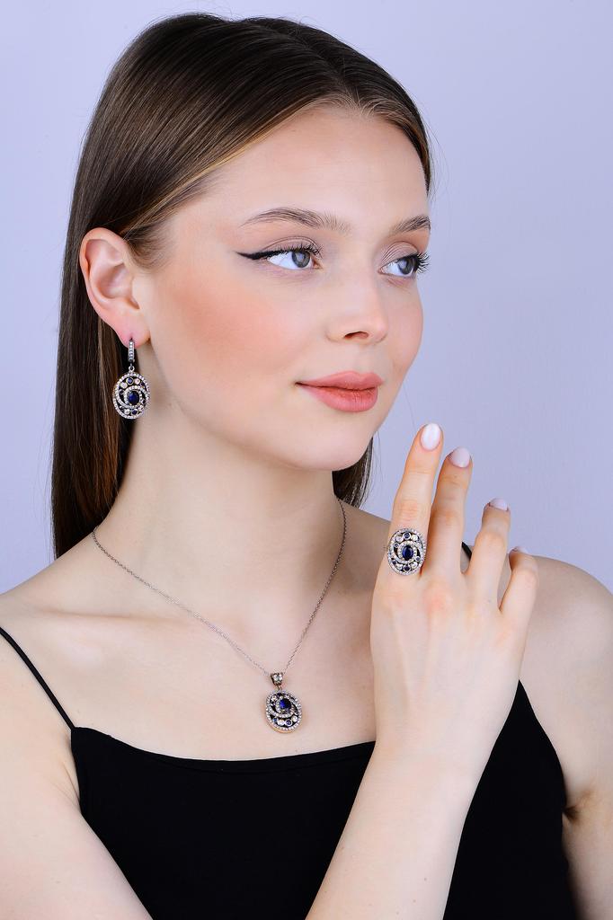Изысканное серебряное кольцо ручной работы с турецким сапфиром, подлинное кольцо королевы османского дизайна, элегантное женское украшение — идея подарка для нее